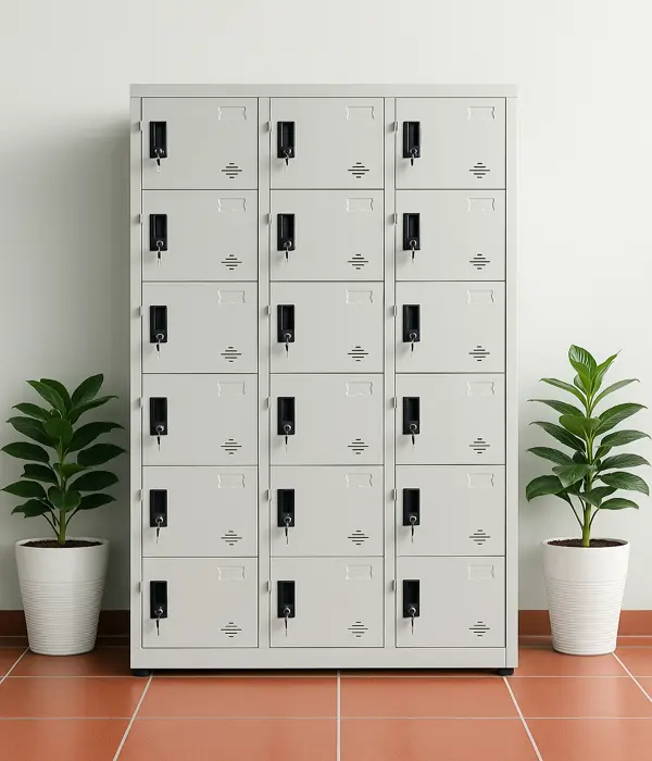 Hình ảnh minh họa tủ locker sắt hiện đại và an toàn cho văn phòng.